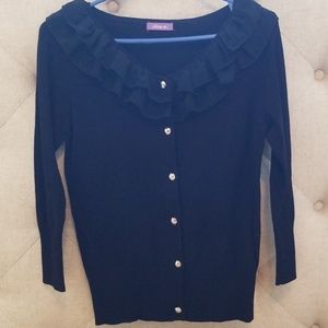 Black ruffle cardigan